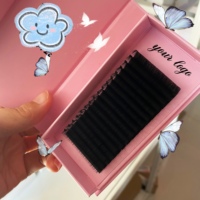 Extensions de cils individuels coréens PBT Jet Black, courbures C, CC, D, J, volume, effet velours, vison, noir mat, plateau de cils en cachemire