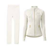 Ensemble de survêtement pour femmes avec veste DF et leggings de yoga avec logo, leggings taille haute, pour le pilates, la course à pied, la remise en forme et l'entraînement