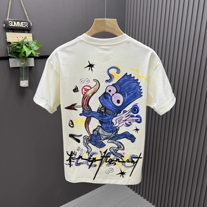 Camiseta tipo waffle personalizada OEM para hombre, manga regular, cuello trasero, <span class=keywords><strong>ropa</strong></span> de verano moderna, jersey informal elegante en blanco - Product Image 5