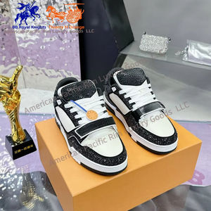 Zapatillas Deportivas de Alta Calidad, Diseño de Lujo, Cuero Genuino, con Cristales y Diamantes, Diseño con Velcro, Estilo Casual para Skateboard - Product Image 5