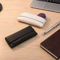 Étui portable rectangulaire en cuir souple avec cordon de serrage pour lunettes optiques, étuis à lunettes de soleil, étuis à lunettes, possibilité de personnaliser le logo