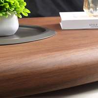 Table basse moderne de designer rotative, table basse de salon luxueuse rétro, table centrale en bois irrégulière créative et populaire