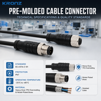 Connecteur de câble droit mâle-femelle Kronz M12 préassemblé non blindé en PVC IP67, prise industrielle en alliage