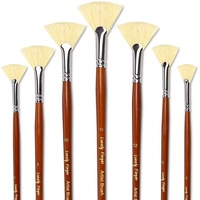 Oil Acrylic Watercolor Paint Brushes 100% Natural Chungking Hog Hair 6pc  Filbert Paint brush Set