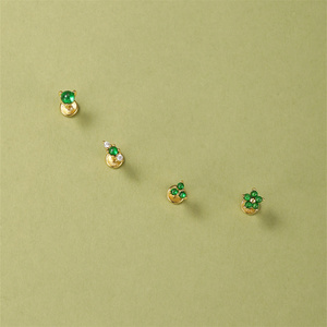 CANNER Nuevo Diseño de Color, Pendientes de Plata 925 con Circonita Verde y Roja para Mujer - Product Image 1