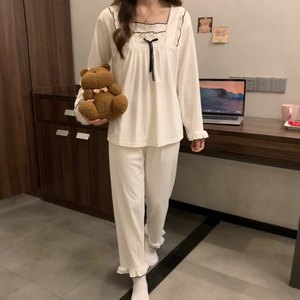 Abbigliamento da <span class=keywords><strong>notte</strong></span> personalizzabile da donna in poliestere set <span class=keywords><strong>camicia</strong></span> da <span class=keywords><strong>notte</strong></span> a maniche lunghe pantaloni elasticizzati in vita dolce tinta unita Nighty Homewear - Product Image 5