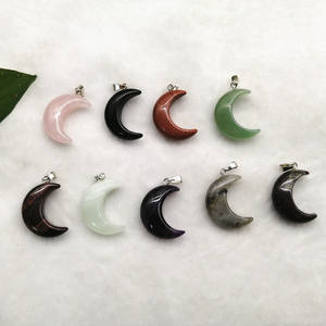 Liontin Batu Permata Chakra Reiki Bentuk Bulan Sabit untuk Pembuatan Perhiasan Kalung Anak-Anak - Product Image 2