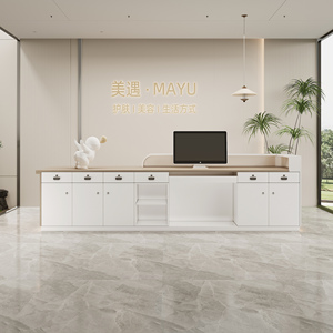 Mostrador de recepción de MDF personalizado <span class=keywords><strong>para</strong></span> salón de belleza Clínica dental Hotel y oficina-Diseño moderno con luz LED - Product Image 4
