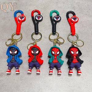 QY Web Hero Hoodie Keychain Drip Gel Superhero Pendant Cartoon <b>Key</b> <b>Ring</b> <b>Bag</b> Charm Car Hanging Gift for Couples - Product Image 6