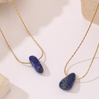 Kalung Tetesan Air Kristal & Batu Alam Gaya Punk Zooying, Rantai Manik-Manik, Unisex, Lapisan Titanium/Seng/Emas, Tahan Lama