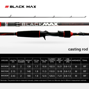 Canne à Pêche Originale <span class=keywords><strong>Abu</strong></span> <span class=keywords><strong>Garcia</strong></span> BLACK MAX 1.98m-2.43m Baitcasting/Spinning Puissance M Canne à <span class=keywords><strong>Leurre</strong></span> en Carbone - Product Image 4