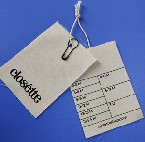 Etiqueta <span class=keywords><strong>colgante</strong></span> de tela de lona de algodón Natural, personalizada, ecológica, ropa de baño para bebé, etiquetas de <span class=keywords><strong>columpio</strong></span> - Product Image 1