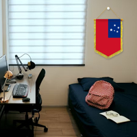 Drapeaux décoratifs de bureau de drapeau de brocart frangé Samoa personnalisé en gros 11.81X7.87In avec des couleurs vives et durables