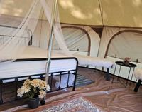 Tente yourte en toile 4 saisons avec cheminée, tentes de glamping de luxe imperméables pour le camping en famille, la chasse en plein air, les fêtes