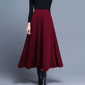 High Waisted Long A Line Skirt Women Black Plus Size Solid Color Slimming Elegant Autumn Winter Fashion Skirt - Product Image 4