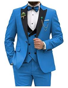Abiti Slim Fit da Uomo Completo Tre Pezzi Doppiopetto per Matrimonio Cerimonia Festa Business Blazer <span class=keywords><strong>Gilet</strong></span> e Pantaloni con Cravatta - Product Image 3