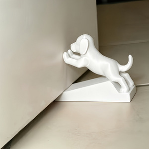 Qianrui Dog Door Stop 10x3.8cm White Decorative Anti-Slip Home Doorstop - Product Image 1