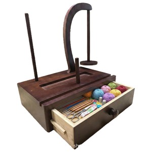 Wooden yarn <b>turntable</b> with magnetic rotation mechanism, large storage space, suitable for crochet enthusiasts and as a gift. - Product Image 2