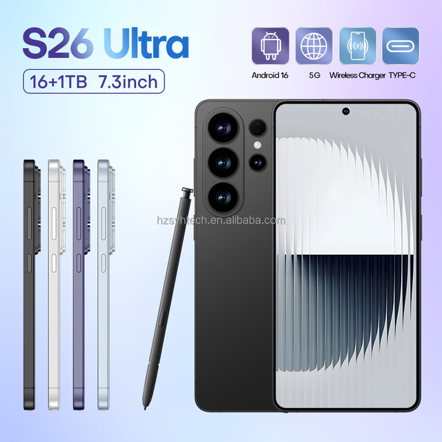 Premium S26 Ultra Wireless Charge 5G Smartphone 7.3" HD Display 16GB+1TB 108MP Camera Phone for Selfie & Vlog & Video Shooting