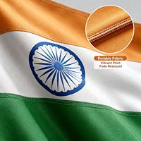 Bendera India 3x5 FT 90x150cm Cetak Digital 100D Poliester Tahan Cuaca dengan Lubang Kuningan untuk Hari Kemerdekaan