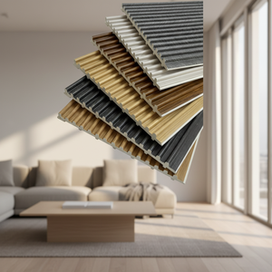 Panneau mural WPC à grille cannelée, revêtement intérieur et <span class=keywords><strong>ext</strong></span>érieur, lambris en PVC avec composite bois-plastique, décoration de fond de télévision - Product Image 4