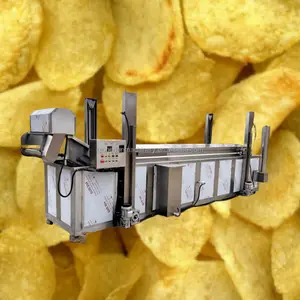 Industrial Continuous Conveyor Onion rings Fried spring rolls Frying Machine double belts PLC Control potato banana chips fryer