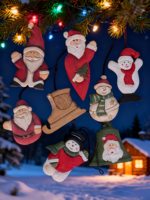 Ornement de Noël en bois gravé écologique personnalisé, décoration pendentif, adorable Père Noël, bonhomme de neige, cloche, accessoires pour arbre de Noël