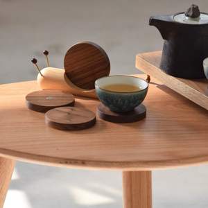 Posavasos de madera maciza de nogal negro con diseño de caracol, tapete aislante para ceremonia del té, regalo creativo y cultural. - Product Image 2