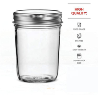 Bocal en verre transparent à large ouverture pour confiture, sauce fraise, caviar, bougies et stockage de boissons