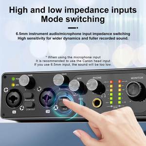 การ์ดเสียงระดับมืออาชีพ 192khz อินเทอร์เฟซเสียง USB พร้อมพลังแฟนทอม 48V สำหรับการถ่ายทอดสด สตูดิโอ สตรีมมิ่ง พอดแคสต์ - Product Image 4