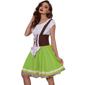 Vestido Tradicional Alemán para Oktoberfest, Estilo Dirndl, Color Verde, Disfraz para Mujer Adulta, Falda de Estilo Étnico Tradicional - Product Image 1