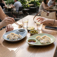 Assiette à dumplings en céramique rustique vintage personnalisée, avec compartiments, pour une personne, usage domestique, plateau à collations, assiette à bain de marinade