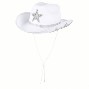 Sombreros Vaqueros de Estilo Occidental con Pedrería de Estrella, Logotipo Personalizado, Casuales para Viaje, Unisex para 4 Estaciones, con Cuerda - Product Image 5