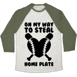 Camiseta de béisbol unisex de mezcla triple On My Way to Steal Home Plate - Product Image 3