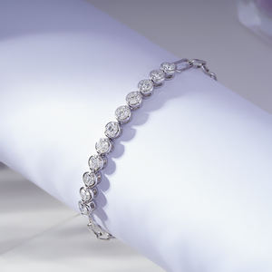 Starsgem Luxury Unisex 1ct 2.9mm Round Brilliant Cut Lab Grown <b>Diamond</b> 18K White Gold <b>Bracelet</b> - Product Image 3