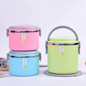 Stainless Steel Lunch <b>Box</b> Cylinder Seal Lid Pink Green Blue Color Bento <b>Box</b> For Meal Storage - Product Image 2