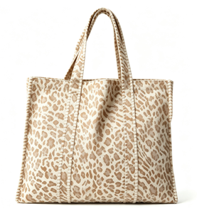 Leopard Print Shoulder Cotton <b>Canvas</b> Shopping Bag Tote Soft Reusable Lightweight Extra Large Purse <b>Handbag</b> Travel Gift for Women - Product Image 2