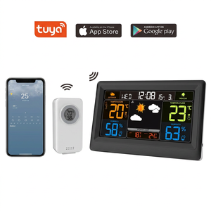 Stazione <span class=keywords><strong>Meteo</strong></span> Intelligente WiFi Tuya, Termometro Digitale per Interni ed Esterni, Igrometro con Display a Colori, Sensore Wireless Controllabile tramite App - Product Image 1