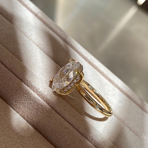 แหวนหมั้นทองคำแท้ 18K ยี่ห้อ Aazuo Luxury ประดับเพชรเพาะเลี้ยง 2.0ct-5.0ct รับรองโดย IGI ของขวัญสำหรับผู้หญิงในงานแต่งงาน - Product Image 3
