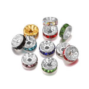 Entretoises rondes colorées en strass pour la fabrication de bijoux, en verre zircon plaqué, 8 mm, 10 mm, 12 mm - Product Image 4