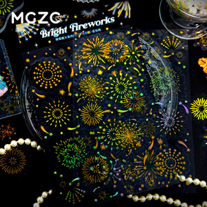 2 hojas por paquete <span class=keywords><strong>de</strong></span> pegatinas planas Serie <span class=keywords><strong>de</strong></span> fuegos artificiales brillantes Material <span class=keywords><strong>de</strong></span> Cuaderno escrito a mano Base Collage Decoración - Product Image 1