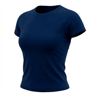 Camiseta Deportiva de Manga Corta sin Costuras para Mujer, de Alta Elasticidad, Absorbente de Humedad, Ajustada, con Cuello Redondo, para Correr, Gimnasio y Fitness