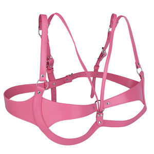 Ensemble de harnais corporel BDSM rose et noir pour femmes avec design clouté, stimulation sensorielle légère, fabriqué en cuir PU de qualité supérieure - Product Image 3