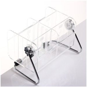 Boîte de rangement rectangulaire moderne en acrylique pour télécommandes, organisateur de bureau rotatif à 360 degrés, 6 compartiments, sans couvercle - Product Image 5