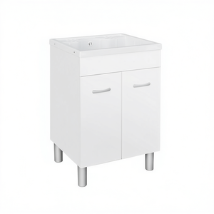 Meuble de salle de bain avec vasque en ABS 60x50x90 cm, 2 portes, blanc - Product Image 3