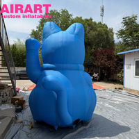 Chat porte-bonheur gonflable bleu, décoration gonflable pour activités marketing