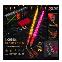 Bâtons lumineux Dandiya en acrylique LED de qualité supérieure, allumage/extinction automatique, rechargeables par USB, 7 couleurs, pompons en soie, réutilisables, SÉCURITAIRES, durables