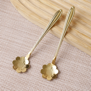 Cuillère à café en acier inoxydable doré, finition miroir, écologique, créative, en forme de cerise ou de rose, ustensiles de cuisine - Product Image 3