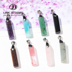 Colgantes <span class=keywords><strong>de</strong></span> <span class=keywords><strong>Piedra</strong></span> Natural JD <span class=keywords><strong>de</strong></span> 26*7mm, Cuarzo Rosa, Obsidiana, <span class=keywords><strong>Ojo</strong></span> <span class=keywords><strong>de</strong></span> <span class=keywords><strong>Tigre</strong></span>, Forma Rectangular, para Fabricación <span class=keywords><strong>de</strong></span> Joyas - Product Image 1