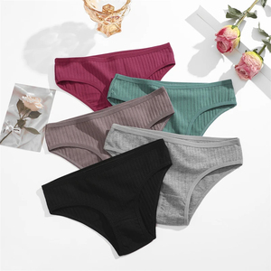 Finetoo taglie forti S-7XL donna <span class=keywords><strong>Sexy</strong></span> Plus Size slip elasticizzati morbidi Lingerie da donna in cotone a coste mutandine di biancheria intima - Product Image 6